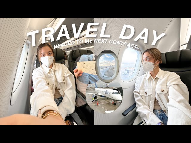 TRAVEL VLOG: headed to my next contract, solo travel, sunset views, airport outfit, and settling in!