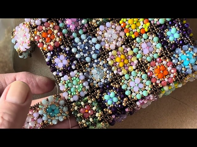 Part 3 adding the strap to beaded granny square handbag / purse Tutorial