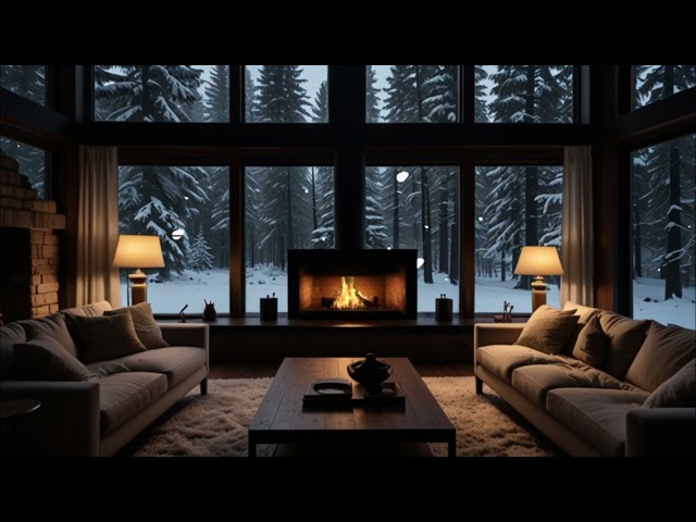 No Ads Fireplace Blizzard ASMR - Snow Storm Sound With Fireplace Burning For Deep Sleeping