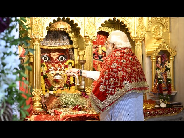 PM Modi prays at the Kalika Mata Temple at Pavagadh Hill in Gujarat