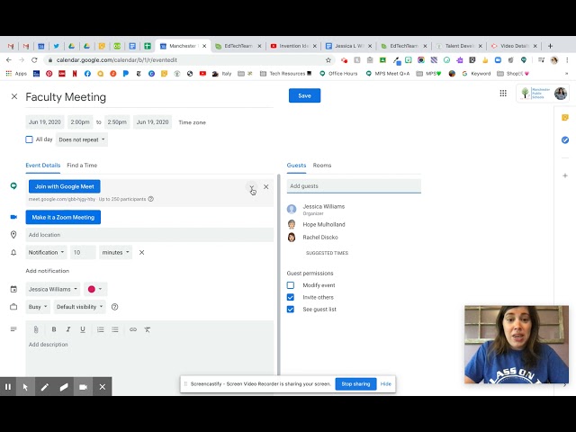 Starting a Google Meet + Livestream from Google Calendar