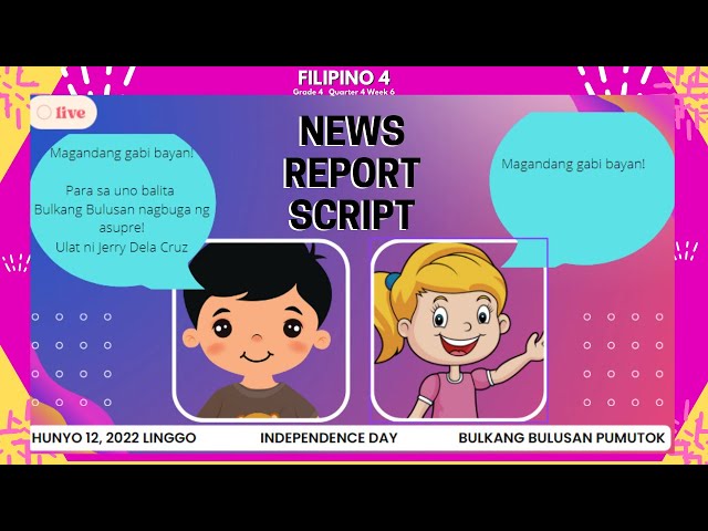 Script Broadcasting Sample News Report Balita  Tagalog Filipino 4  Quarter 4