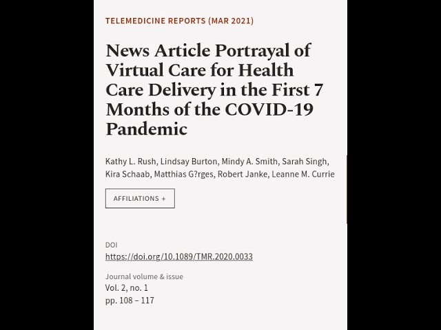 News Article Portrayal of Virtual Care for Health Care Delivery in the First 7 Months... | RTCL.TV