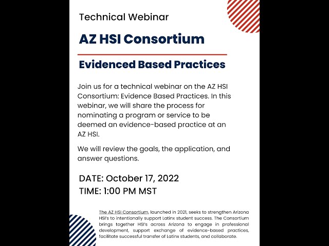 AZ HSI Consortium: Evidence-Based Practice Technical Webinar