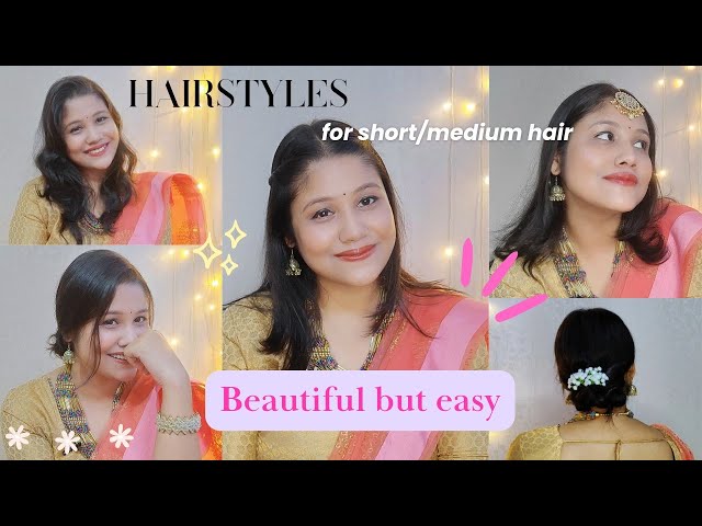 Easy FestiveReady Hairstyles for short/medium hair 👩 Easy & beautiful hairdos for heavy attire ✨