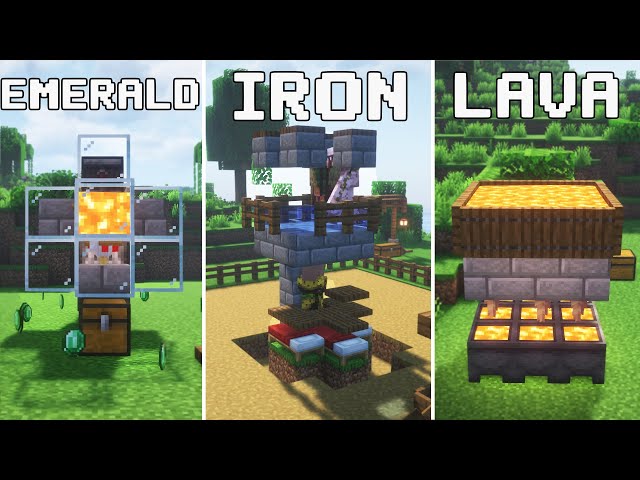 3 MUST-HAVE Farms for Minecraft Survival! (Iron, Emeralds & Lava)