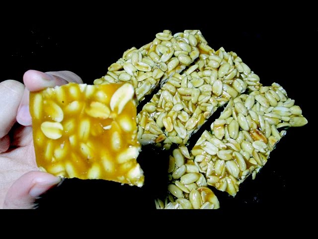 Peanut Chikki Recipe - Homemade Moongfali Gachak - Peanut Candy Recipe