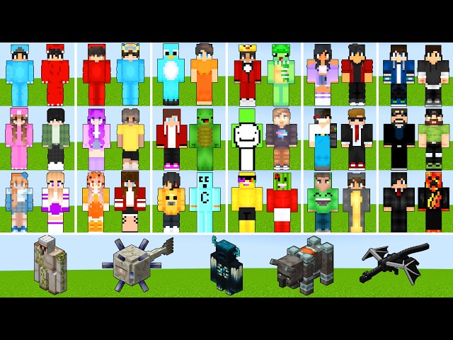 Omz x Cash and Nico x Milo and Chip and JJ and Mikey Maizen x Aphmau x Mongo in Minecraft Mob Battle