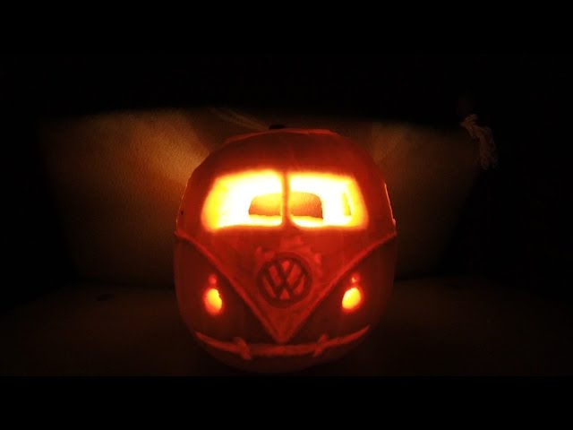 How to Carve a Simple VW Camper Van Pumpkin - Halloween Time Lapse