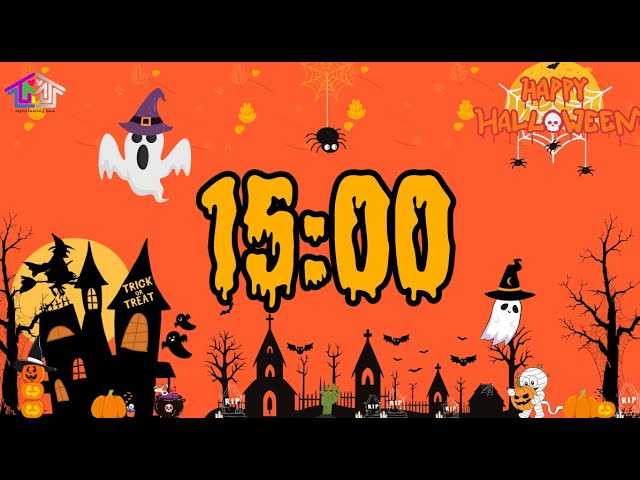 15-Minute Countdown Timer with Music| Halloween  🤍🎼⏰🎃👻