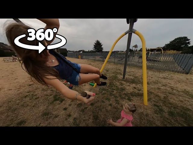 360 VR - Playing on the Zip Line in the Playground at Barnby Dun Park in Doncaster