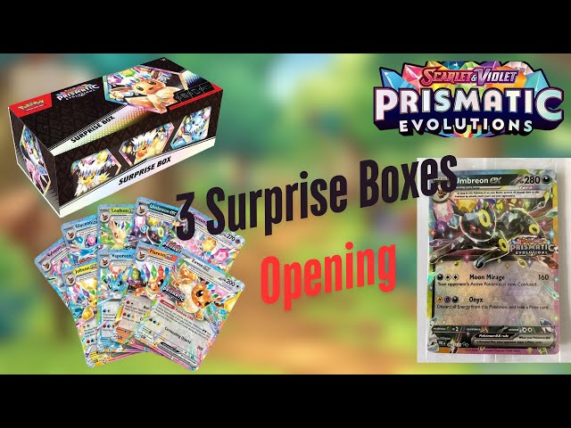 Opening 3 Prismatic Evolutions Mystery Boxes! #prismaticevolutions #pokemon #umbreon #surprisebox