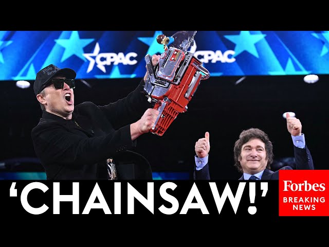 BREAKING NEWS: Elon Musk Presented With 'Chainsaw For Bureaucracy' By Javier Milei At CPAC