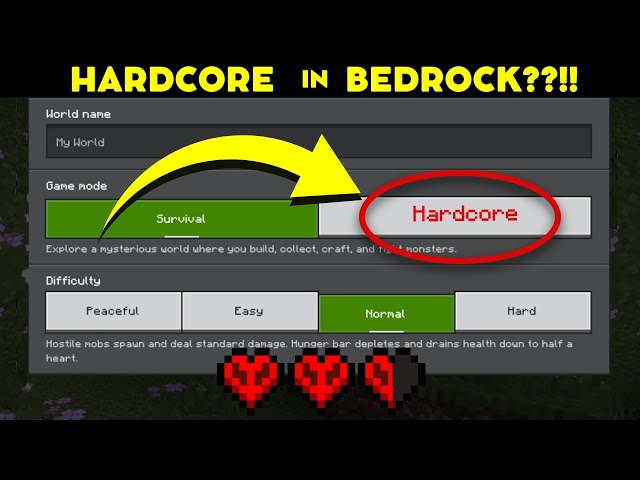 How to get HARDCORE MODE in Bedrock Minecraft 1.20 (EASY WAY!)