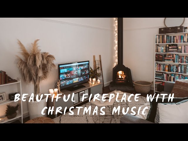 Beautiful Fireplace with Christmas Music 🎅🏽🎄🎼