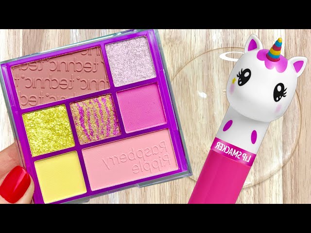 Satisfying Slime Mixing!! Unicorn MAKEUP Slime Coloring Lipstick!! Series #143