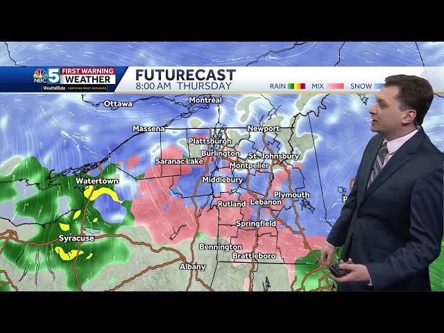 Video: Wintry Mix and locally strong wind gusts Thursday in Vermont and New York (2-12-25)