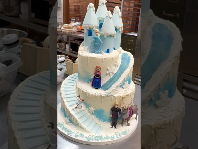 Frozen cake part 1 ❄️ #birthdaycake #cakedecoratingtutorials #shorts #frozen