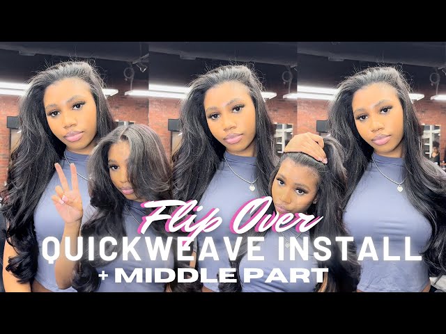 HOW TO: FLIPOVER QUICKWEAVE with MIDDLE PART + LAYERING AND BLOWOUT CURLS | Ft. Alipearl Hair