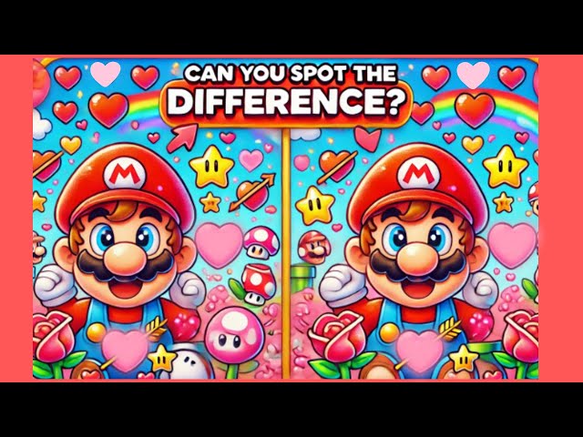 ❤️ Mario Spot the Difference Valentine’s Day Game! | Fun Brain Break for Kids