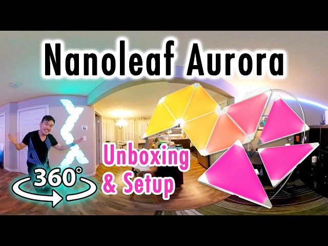 Nanoleaf Aurora SETUP in 360° | Unboxing, Review, HomeKit Demo with Siri, Animations Demo & Designs