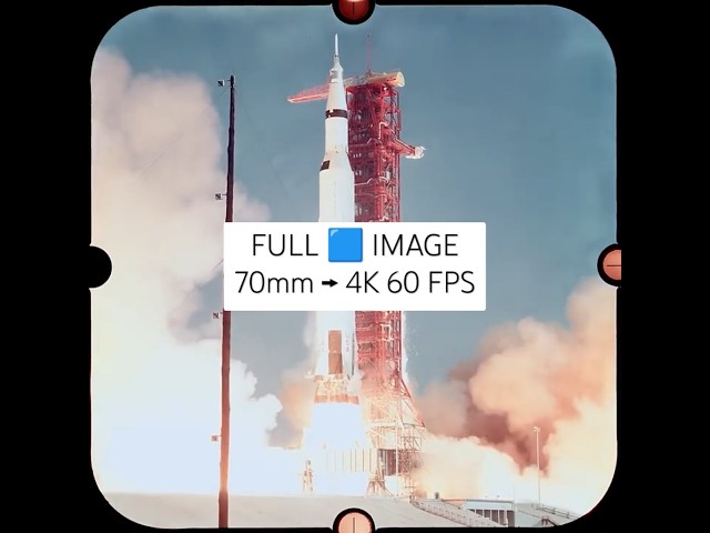 Apollo 11 Saturn V Rocket Launch | 4K 60 FPS | Full Image from 70mm Film | Realtime with Audio