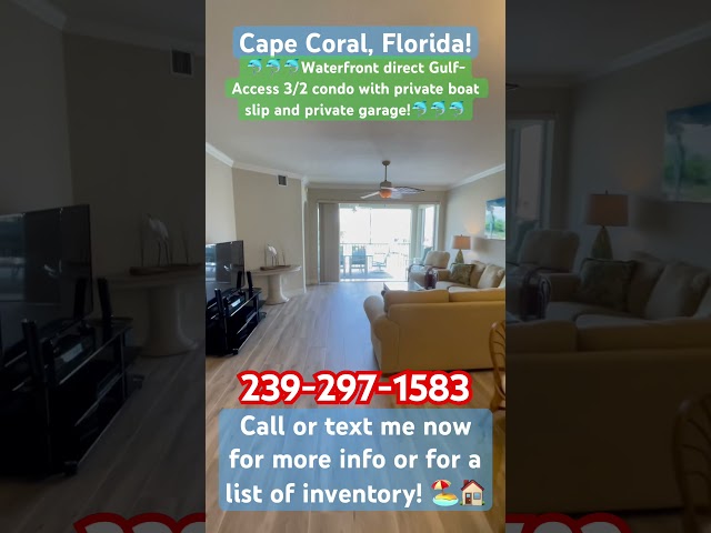 Gulf-access condo with private boat slip/lift and private garage! #realestate #capecoral #waterfront