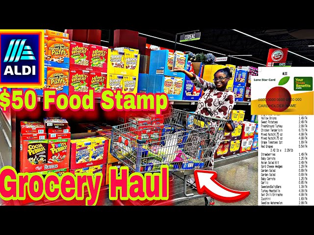 $50 FOOD STAMP GROCERY HAUL AT ALDI-SUNDAY DINNER ON A BUDGET!