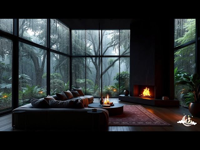 Rain and Fireplace Sounds | Ultimate Stress Relief and Insomnia Healing | Cozy Luxury Escape 24/7