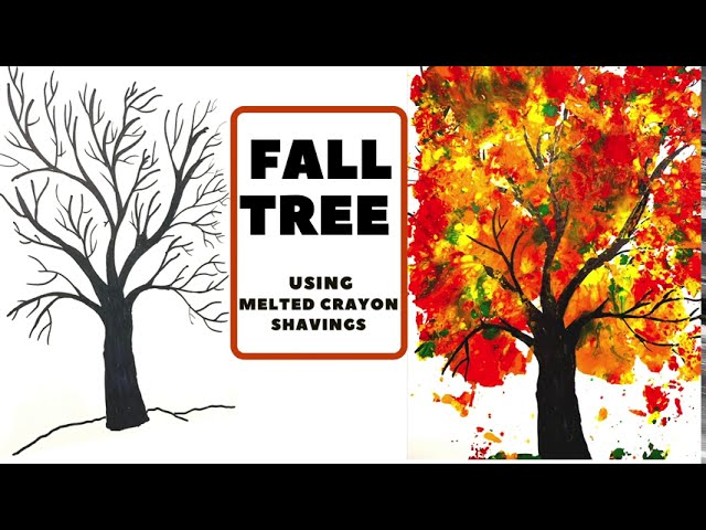 How to Make a FALL TREE ART using CRAYONS shavings| MELTED CRAYON ART|