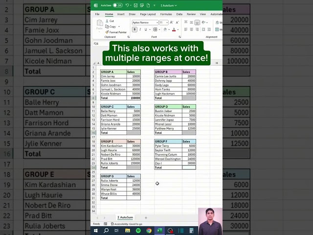 Master AutoSum in Excel in Seconds! 💡 #sum #excel #function #data #exceltips #shorts #trending #1