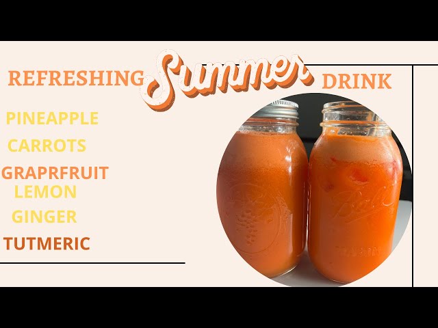 HEALTHY & REFRESHING SUMER DRINK/ PINEAPPLE, GINGER, CARROTS, GRAPEFRUITS,TURMERIC & LEMON.