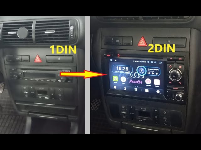 Audi A3 8l  Android radio installation from 1DIN to 2DIN and connect to the factory amplifier