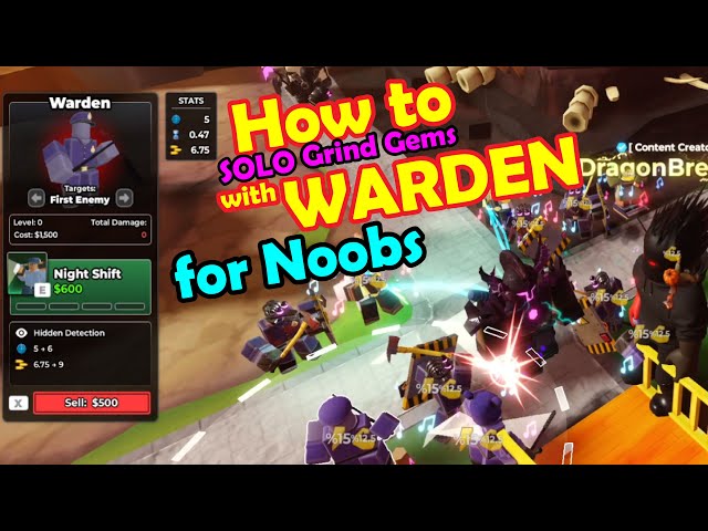 TDS SOLO HC Hardcore how to play with WARDEN - Tower Defense Simulator Roblox