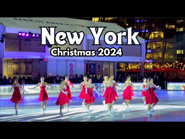 NYC Christmas Tree Lighting 2024 Bryant Park 🎄 4K NYC Christmas Walk