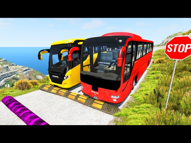 TRANSPORTING MINI HONDA & BMW TRUCK & AUDI BUS with FLATBED TRAILER & CRAZY LOADERS! - BeamNG.drive