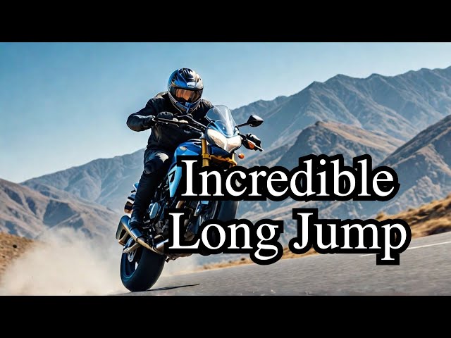 Catch the breathtaking distance as this motorbike soars through the air in an epic jump