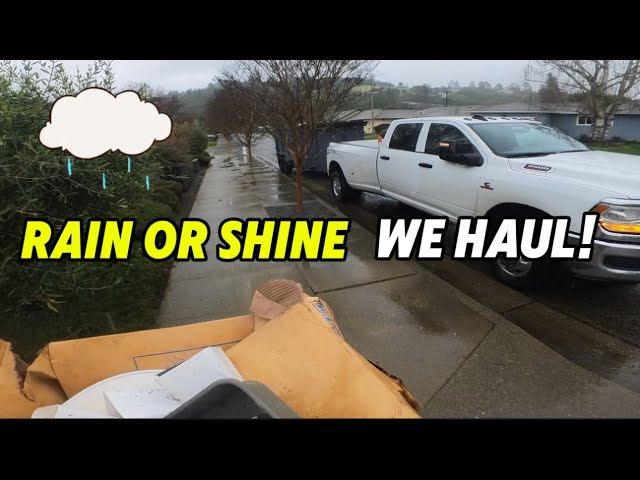 Soaking Wet Junk Removal! Hauling Trash in the Pouring Rain!