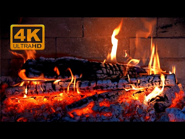 🔥 FIREPLACE 4K. Relaxing Fireplace with Burning Logs and Crackling Fire Sounds