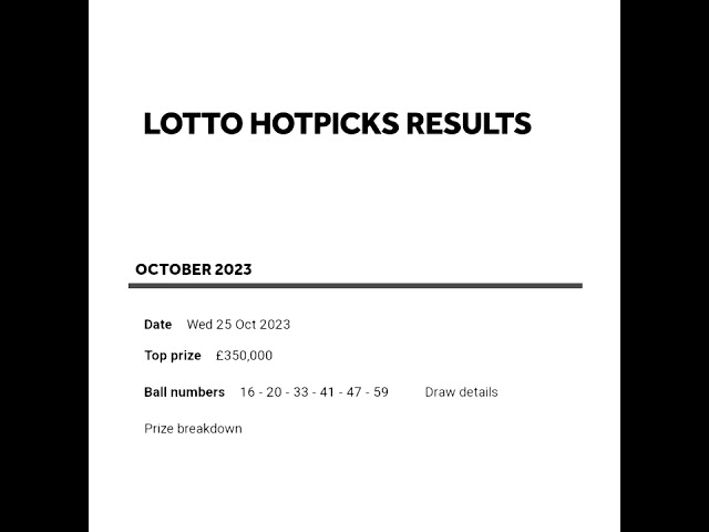 UK Lotto Hotpicks Wednesday Draw Results on 25-10-2023