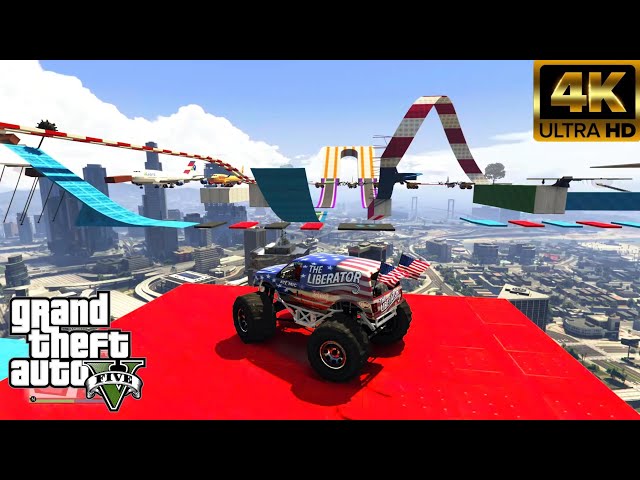 GTA5 Online parkour - Amazing Liberator Skyhigh Stunts Skill Test Gameplay