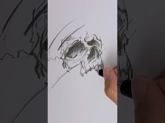 Drawing, Skull, #shorts