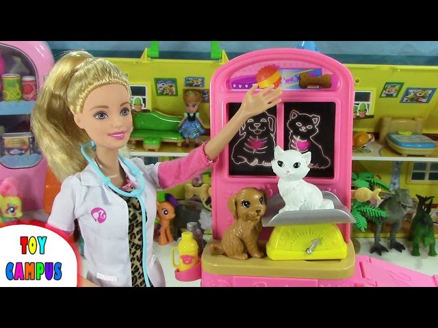 My puppy and kitten are sick | Barbie Pet Vet Doctor Ambulance | ToysReview ToyCampus