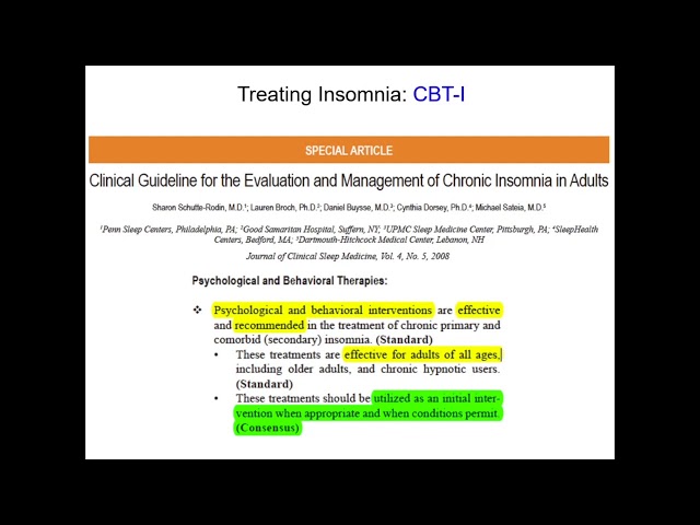 Brief Overview of Cognitive Behavioral Therapy for Insomnia (CBT-I) for Psychology Grad Students