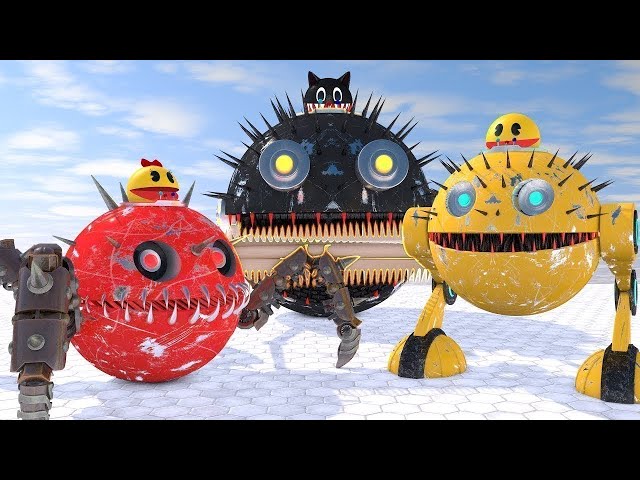 Walking Robot Pacman & Spider Robot vs Shredder Robot Monster | StrEat