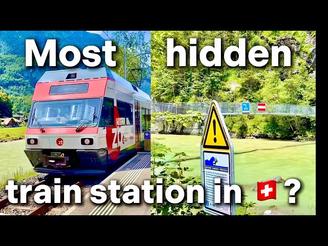 Switzerlands hidden train station behind a river and inside a tunnel | Entering Aareschlucht (Ost)