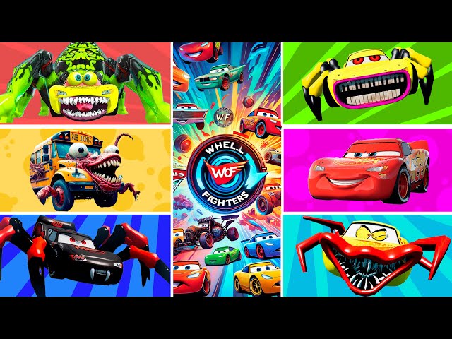 Epic Battle of Cars Characters🎯Evil McQueen Exe, McQueen Eater , Bus Eater , Scary McQueen Spider !