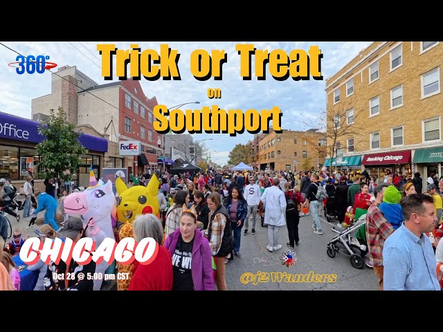 🎃 360° Halloween Walk: Trick or Treat on Chicago's Southport Avenue! 🧙‍♀️👻 | U.S.A.