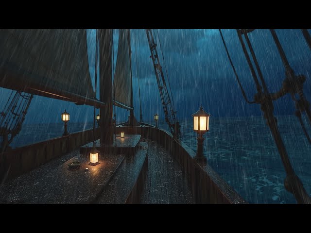 Stormy Night on a Drifting Sailboat | 수면, 휴식 또는 집중을 위한 비와 천둥 소리