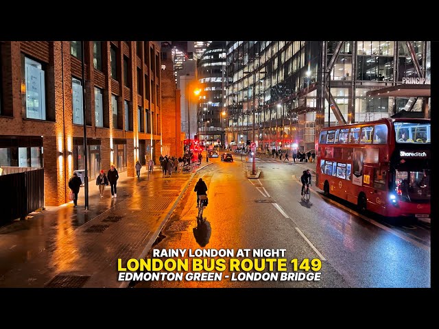 London Bus Ride: North London to London Bridge Station | Dusk Rainy Journey aboard Bus Route 149 🚌☔️